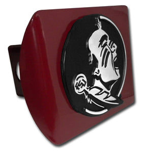 Florida State Seminole Emblem on Garnet Metal Hitch Cover