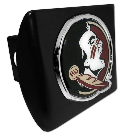 Florida State Seminole Color Emblem on Black Metal Hitch Cover