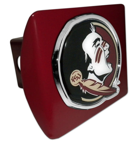 Florida State Seminole Color Emblem on Garnet Metal Hitch Cover