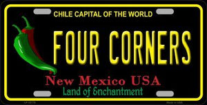 Four Corners New Mexico Black Novelty Metal License Plate