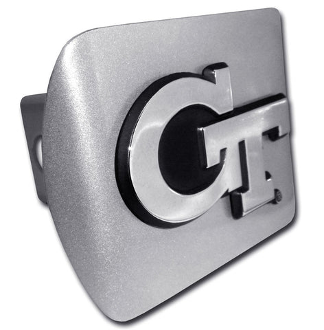 Georgia Tech Brushed Chrome Hitch Cover