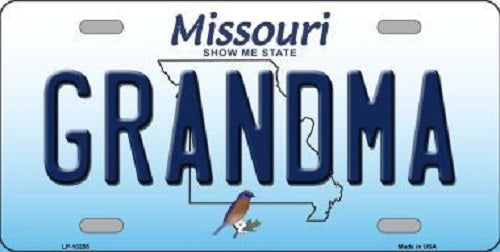 Grandma Missouri Background Novelty Metal License Plate