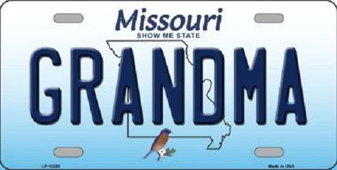 Grandma Missouri Background Novelty Metal License Plate