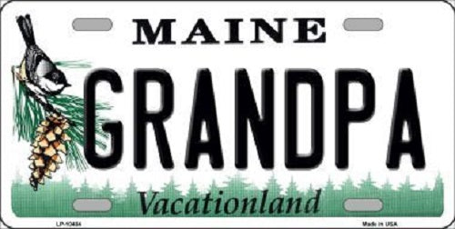 Grandpa Maine Metal Novelty License Plate