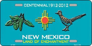 Green Chili & Road Runner New Mexico Metal Novelty License Plate