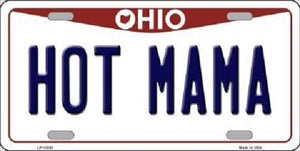Hot Mama Ohio Background Novelty Metal License Plate