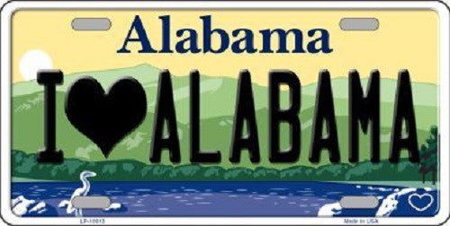 I Love Alabama Background Novelty Metal License Plate