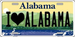 I Love Alabama Background Novelty Metal License Plate