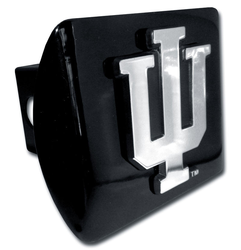 Indiana University Emblem on Black Metal Hitch Cover