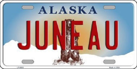 Juneau Alaska State Background Novelty Metal License Plate