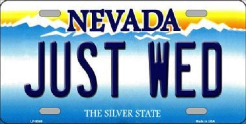 Just Wed Nevada Background Novelty Metal License Plate