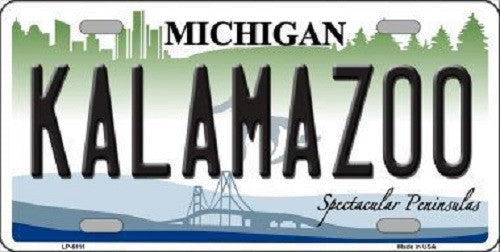 Kalamazoo Michigan Metal Novelty License Plate