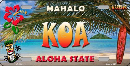 Koa Hawaii State Background Novelty Metal License Plate