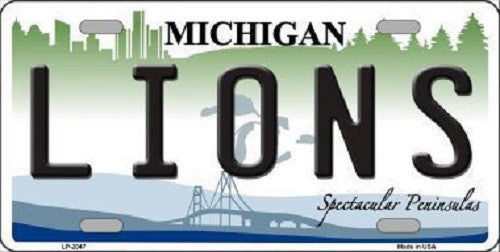 Lions Michigan State Background Novelty Metal License Plate