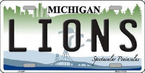 Lions Michigan State Background Novelty Metal License Plate