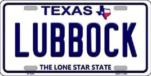 Lubbock Texas Background Novelty Metal License Plate