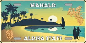 Mahalo Pineapple Hawaii Blank State Background Novelty Metal License Plate