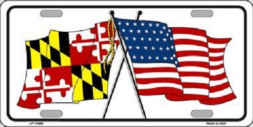 Maryland Crossed US Flag License Plate