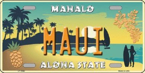 Maui Hawaii Pineapple Background Novelty Metal License Plate