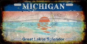 Michigan Rusty State Background Novelty Metal License Plate