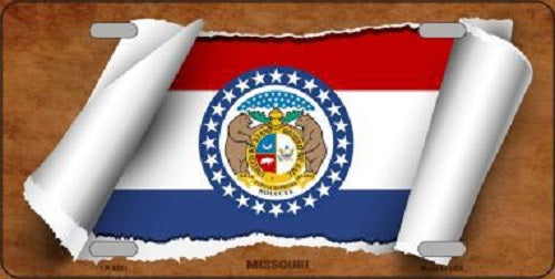 Missouri Flag Scroll Novelty Metal License Plate