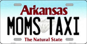 Moms Taxi Arkansas Background Novelty Metal License Plate