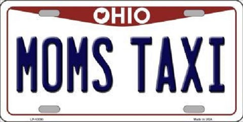 Moms Taxi Ohio Background Novelty Metal License Plate