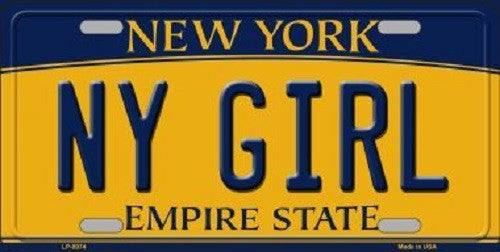 NY Girl New York Background Novelty Metal License Plate