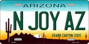 N Joy Arizona Novelty Metal License Plate
