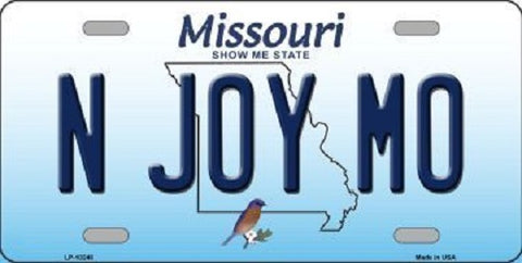 N Joy MO Missouri Background Novelty Metal License Plate