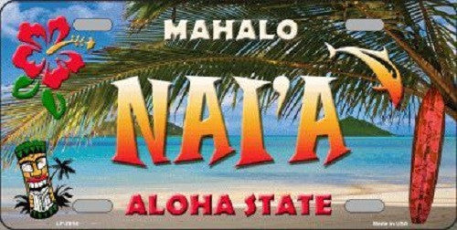 Nai'a Hawaii State Background Novelty Metal License Plate
