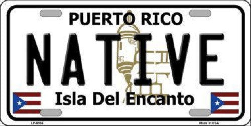Native Puerto Rico Metal Novelty License Plate