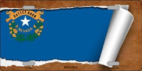 Nevada Flag Scroll Novelty Metal License Plate