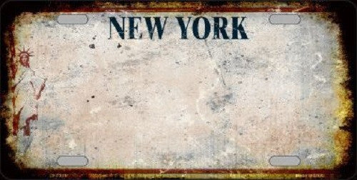 New York Background Rusty Novelty Metal License Plate