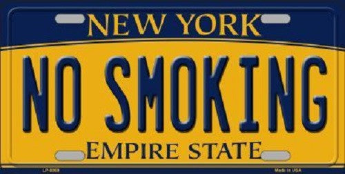 No Smoking New York Background Novelty Metal License Plate