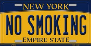 No Smoking New York Background Novelty Metal License Plate
