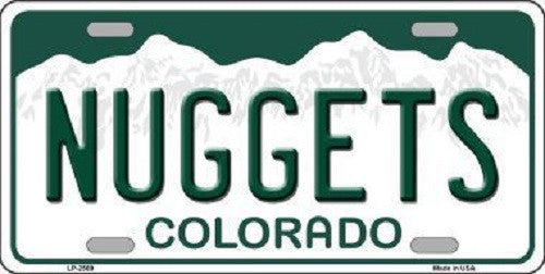 Nuggets Colorado Novelty State Background Metal License Plate