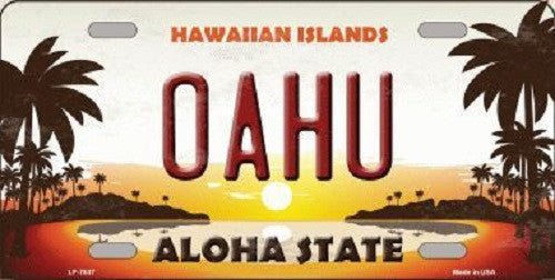 Oahu Hawaiian Islands Background Novelty Metal License Plate