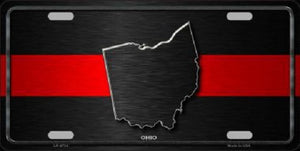 Ohio Thin Red Line Novelty Metal License Plate