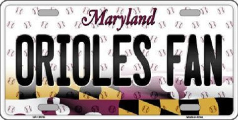 Orioles Fan Maryland Background Novelty Metal License Plate