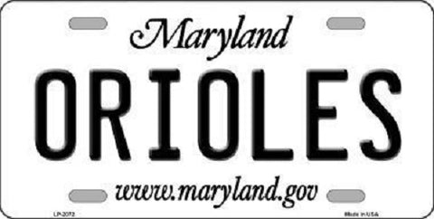 Orioles Maryland State Novelty Metal License Plate