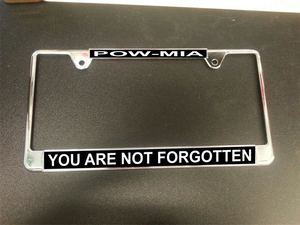 POW MIA You Are Not Forgotten Thintop Chrome License Plate Frame