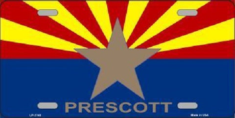 Prescott Arizona State Flag Metal Novelty License Plate