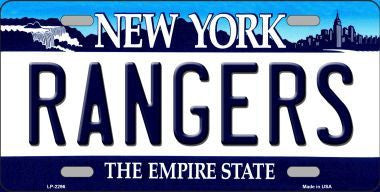 Rangers New York State Background Metal License Plate