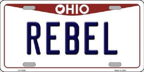 Rebel Ohio Background Novelty Metal License Plate