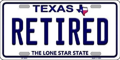 Retired Texas Background Novelty Metal License Plate
