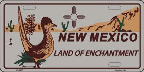 Roadrunner Gray New Mexico Metal Novelty License Plate