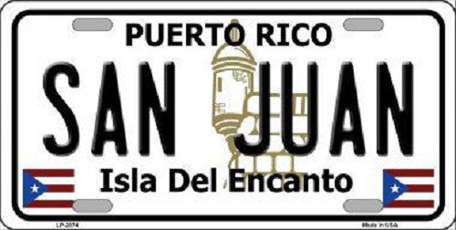 San Juan Puerto Rico Metal Novelty License Plate
