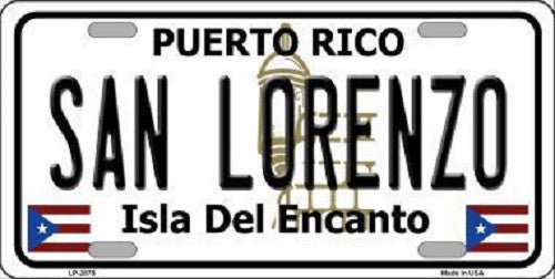 San Lorenzo Puerto Rico Metal Novelty License Plate