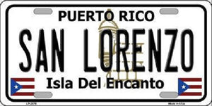 San Lorenzo Puerto Rico Metal Novelty License Plate